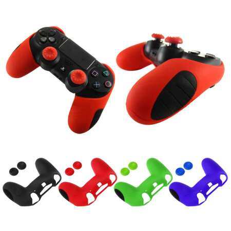 ซิลิโคนหนาครึ่งสำหรับ PS4 Controller Skin + ที่แปะหัวแม่มือ - INTL