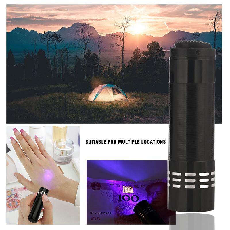 Mới 9LED Nhôm Nhỏ UV Tia Cực Tím Bút Có Đèn Pin Đèn Flash