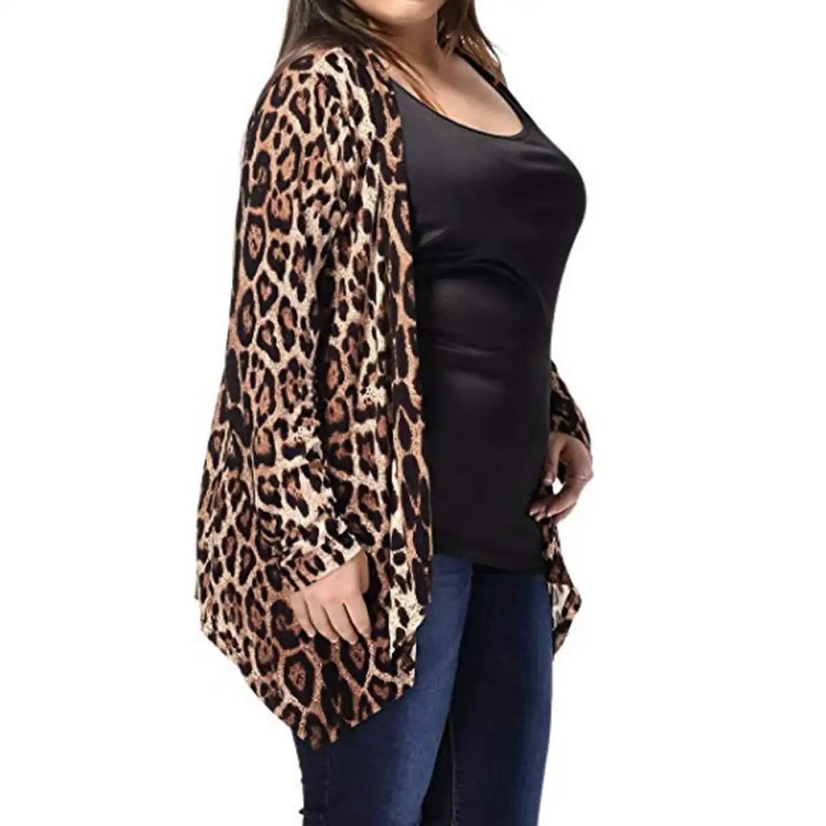 plus size animal print cardigan