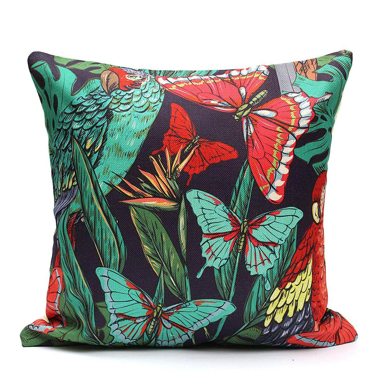 Tropical Plant Flamingo Cotton Linen Throw Pillow Case Cushion Cover Home Decor# Butterfly