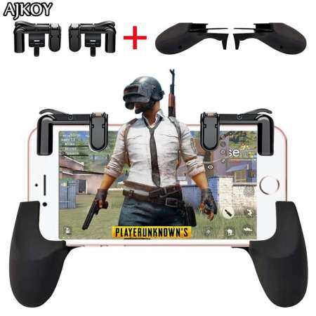 AJKOY PUBG จอยสติ๊กโลหะ Trigger ปุ่มไฟเกมยิง Shortcut Key Controller Gamepad สำหรับโทรศัพท์ทั้งหมดสำหรับ PUBG FPS STG TPS เกม Last Battle Ground, survivor Royale, ไฟฟรี