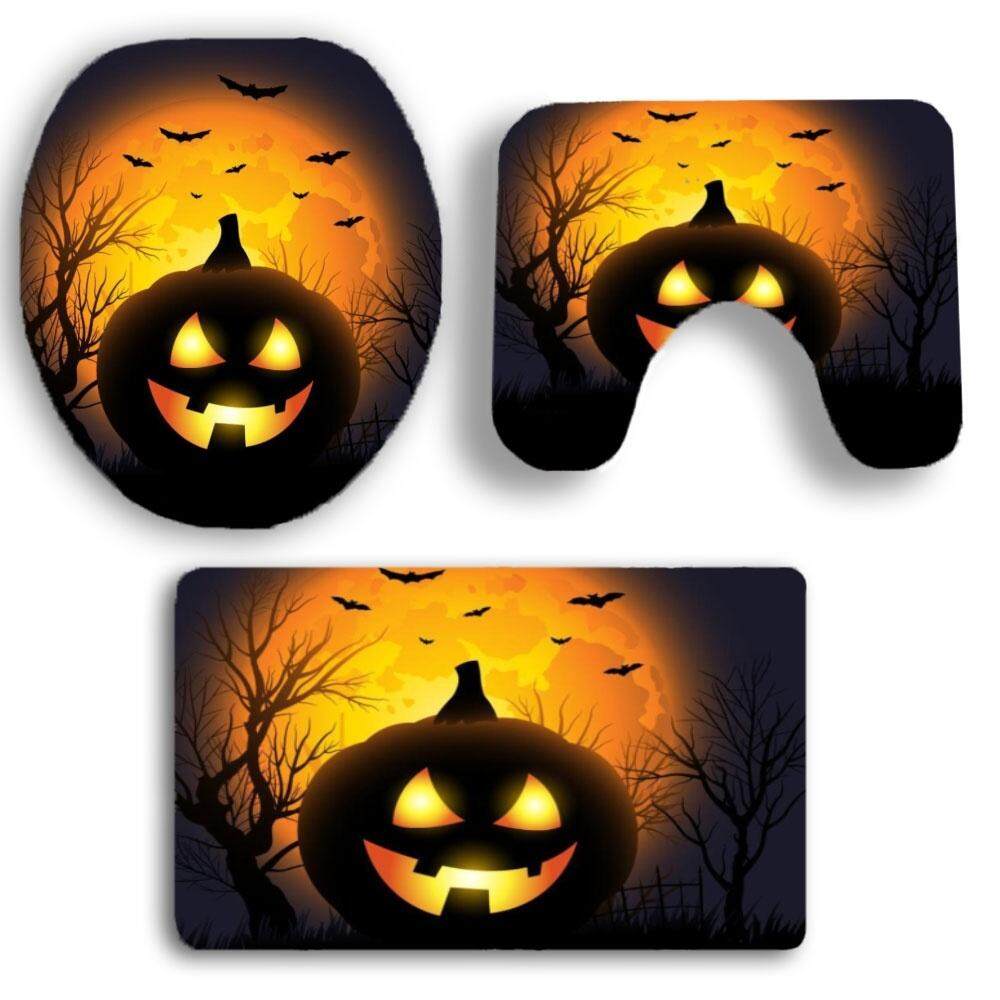 3 cái Bí Ngô Halloween Nhà Tắm Chống Trơn Trượt Thảm Trải Thảm Nắp Bồn Cầu Bao Bác Sĩ