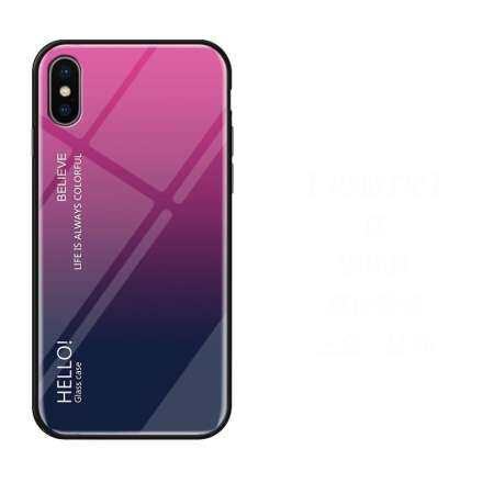 เหมาะสำหรับ iPhone X iPhone XS กลับเคสไล่ระดับสีวัสดุแก้วเคสโทรศัพท์ Anti - Scratch ฝาครอบป้องกันสีดำ