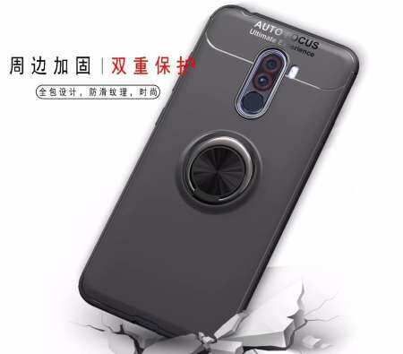 แหวนโลหะฉากยึดแม่เหล็กโทรศัพท์เคสโทรศัพท์เสี่ยวหมี่ Pocophone F1 TPU เกราะซิลิโคนกันกระแทกฝาหลังสำหรับ Xiaomi Pocophone F1
