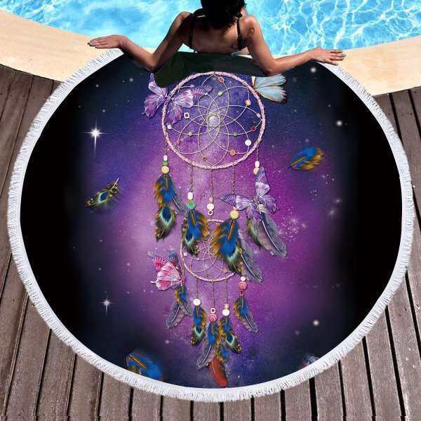 Dream Catcher Vòng Khăn Đi Biển In Hình CLB Dreamcatcher Lưới Với Tua Rua Thể Thao Chăn