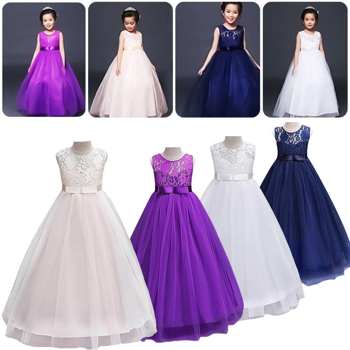 Flower Girls Chiffon Lace Wedding Bridesmaid Pageant Party Formal Dress 3-11T