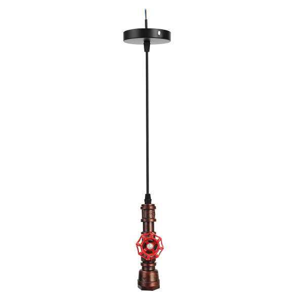 copper pipe red stop tap industrial vintage style pendant light valve E27