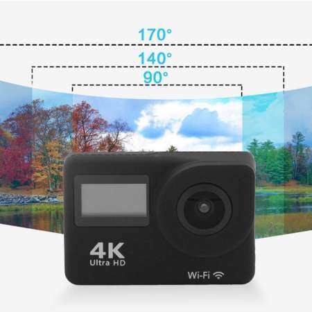 Lifef กันน้ำ 4K WiFi Sport Action กล้องถ่ายรูปกล้อง Dual Screen Touch LCD Camera