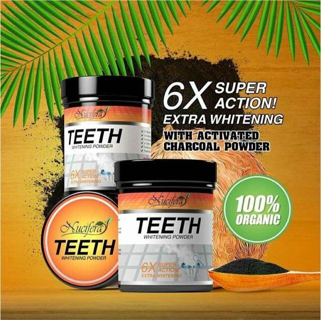 New Nucifera Teeth Whitening Powder Original 6x Effectiveness Serbuk Arang Pemutih Gigi Berkesan Lazada