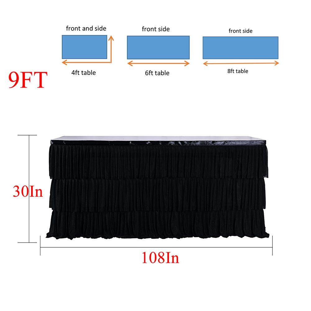 Big House 3-Layer Elastic Mesh Fluffy Table Skirt Tulle Tableware Tablecloth For Party Wedding Birthday Home Decor