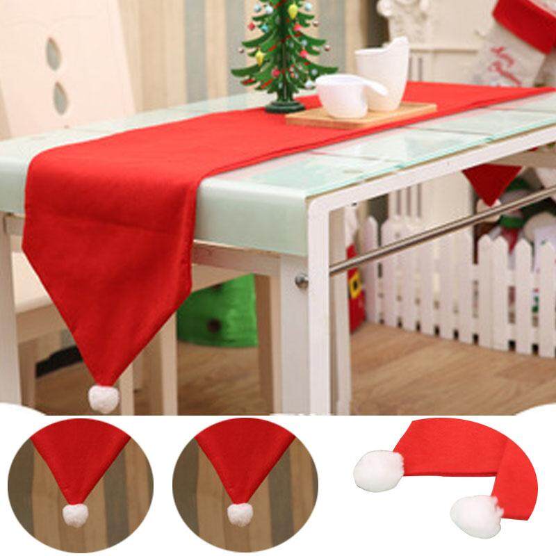 Christmas Table Runner Mat Tablecloth Christmas Flag Home Party Decor Red Table Runners - intl