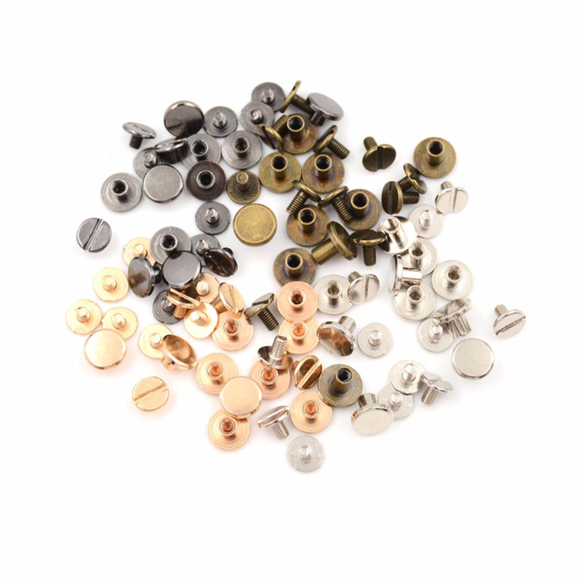 10set Flat Head Brass Solid Stud Screw Nail Rivets Leather Craft Wallet Belt DIY