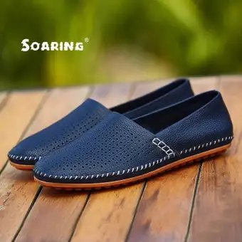 blue driving loafers
