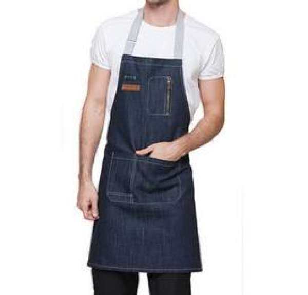 Durable Denim Cloth Apron for Home Cooking Gardening Baking Restaurant Waitress Uniform 76*62cm