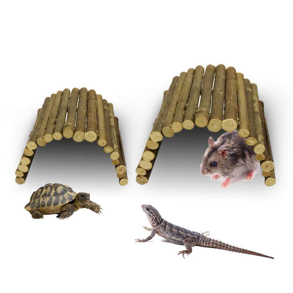 Wooden Ladder Hamster Chew Bridge Toy Reptile Hiding House Fence Climbing Bridge for Reptile