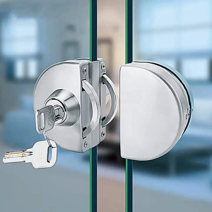 10 12mm Glass Door Lock 304 Stainless Steel Double Bolts Swing