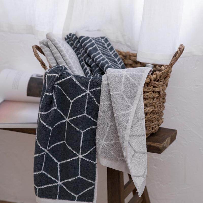 Ins Giản Lược 100% Cotton Hình Học Sợi Khăn Mặt Màu Xám Mềm Mại Hút Nước Rửa Mặt Khăn Mặt Đồ Gia Dụng Người Lớn Nam Giới Và Phụ Nữ Dày