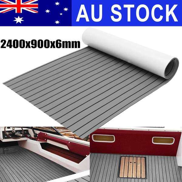 2400x900x6mm Marine Flooring Faux Teak EVA Foam Boat Decking Sheet Gray - intl