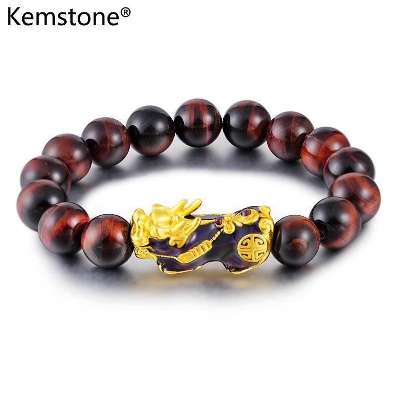 Kemstone Fashion Men Jewelry Tiger Eye Stone Discolor Brave Troops Pi Xiu Bracelet