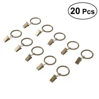 20 Pcs Rustproof Drapery Iron Rings With Hooks Curtain Metal Loops