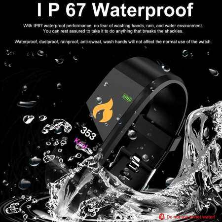 NiceEshop ID115PLUS สายรัดข้อมือฟิตเนส, นาฬิกาข้อมือฟิตเนสกับ Tracker กิจกรรม, การตรวจสอบการนอนหลับ, ขั้นตอนตัวนับแคลอรี่นาฬิกา, IP67 กันน้ำที่นับก้าวติดข้อมือแบบอัจฉริยะ