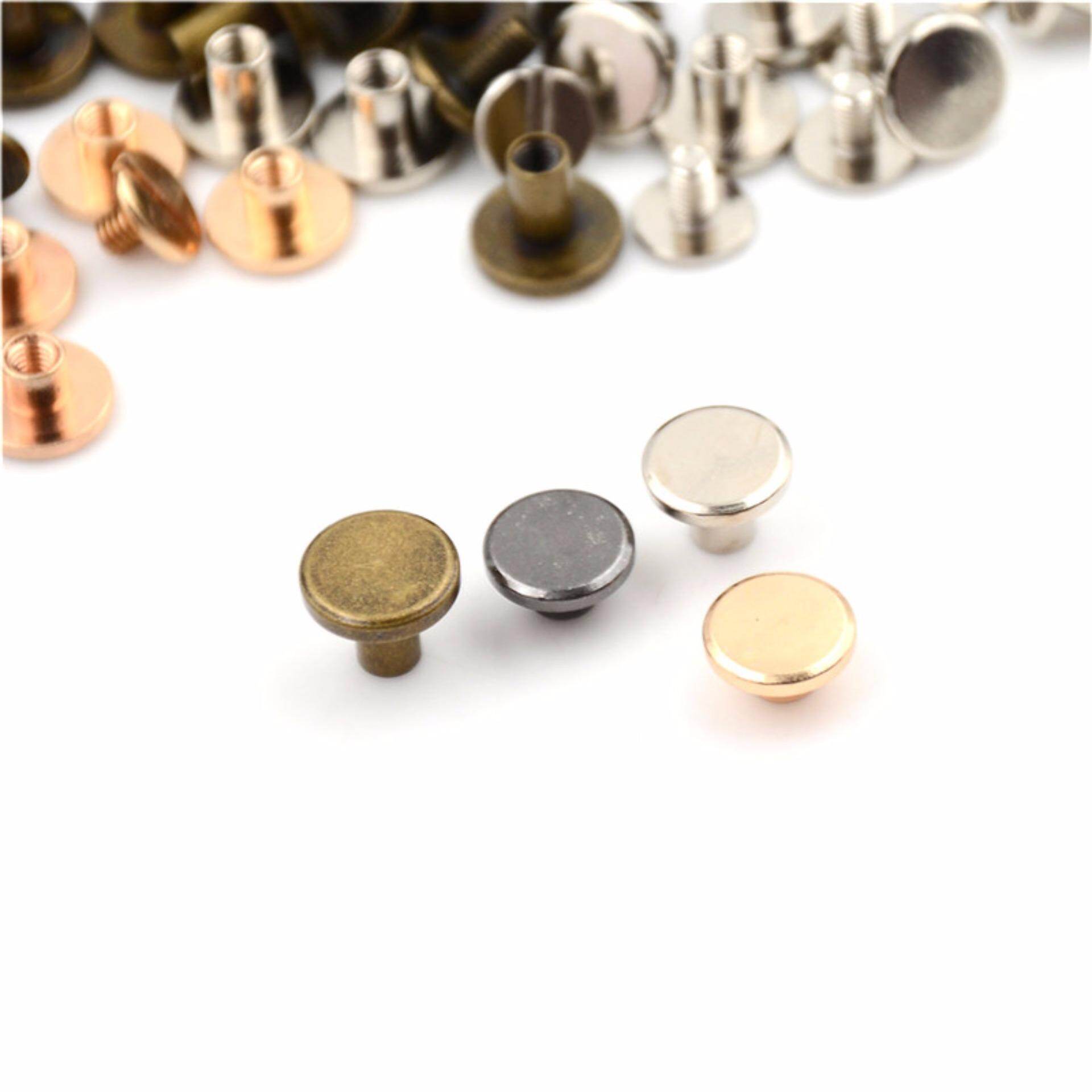 10set Flat Head Brass Solid Stud Screw Nail Rivets Leather Craft Wallet Belt DIY