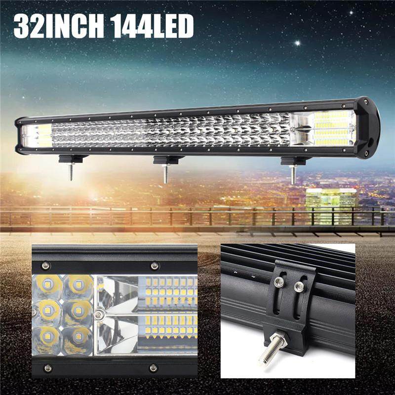 32 Inch 432 W ĐÈN LED Chống Nước Ô Tô Làm Việc Thanh Ánh Sáng Đèn Điểm Lũ Combo Offroad 4WD Đen Vỏ Nhôm Cho xe Jeep Xe Tải