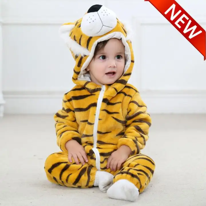 Ls Baru Flanel Pakaian Bayi Model Hewan Tanpa Lengan Split Kaki