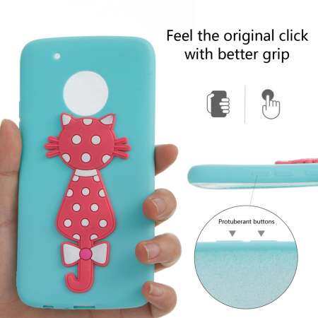 สำหรับ Motorola Moto G5 Plus น่ารัก 3D แมวรูปแบบซองนุ่มกันกระแทกเคสโทรศัพท์ - INTL