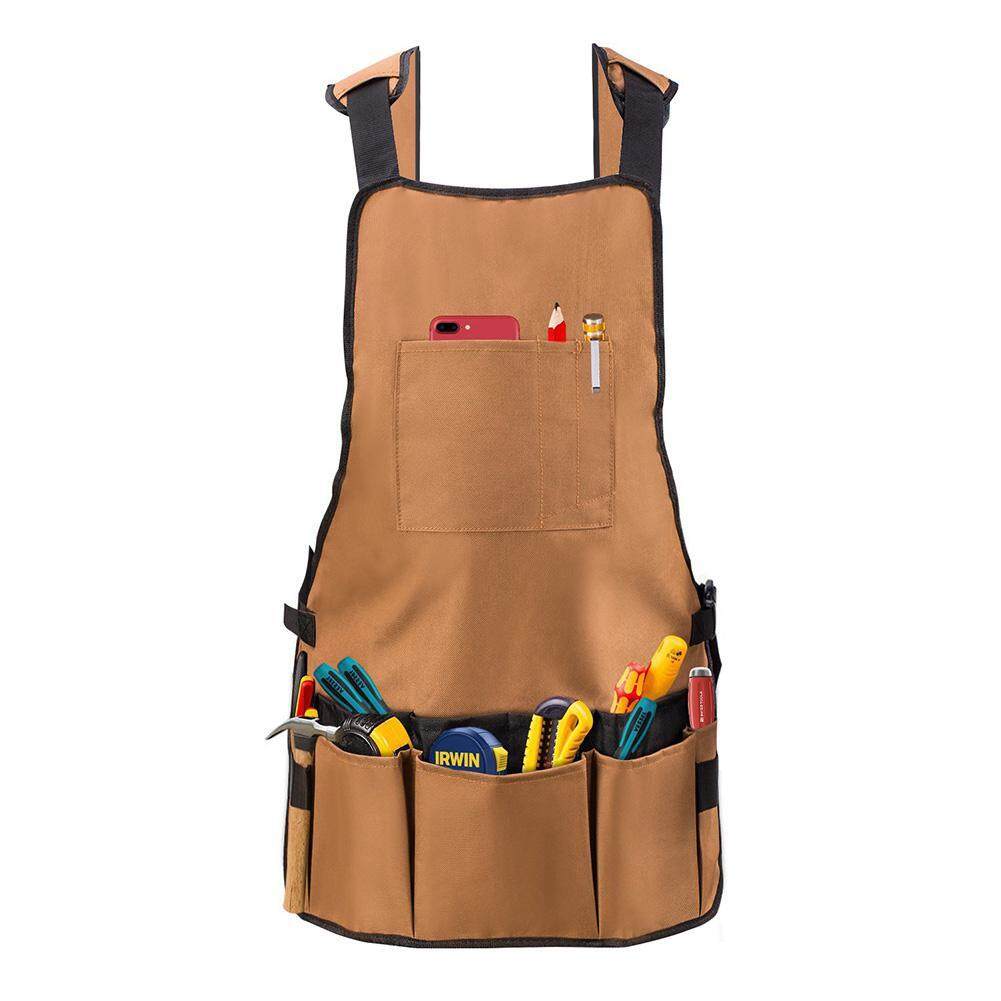 BuyBowie Work Apron, Heavy Duty Oxford Canvas Shop Apron Waterproof and Protective Tool Apron with Multiple Pockets and Adjustable Shoulder and Waist Padded Straps