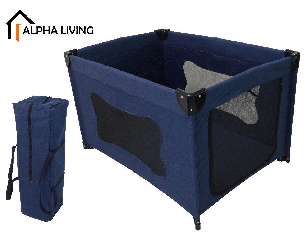 Alpha Living Baby Playpen Portable Children Travel Playards Thick Fabric Waterproof Navy Blue (BAY0161DB)