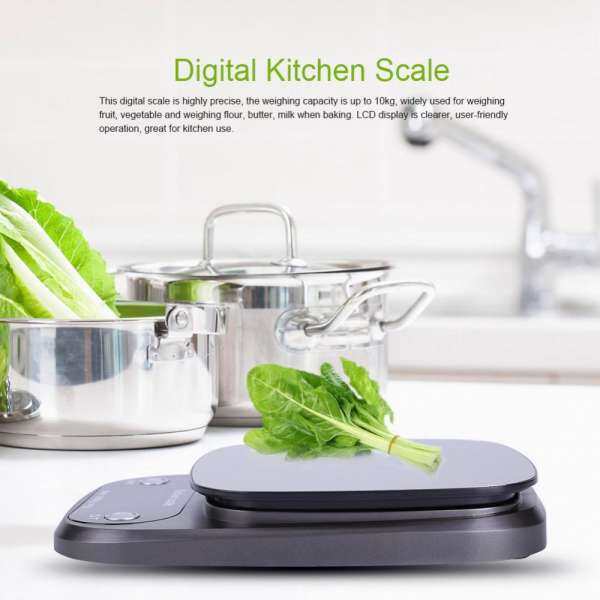 epayst LCD Digital Electronic 10kg/1g Kitchen Food Scale Stainless Steel Tray for Baking Cooking