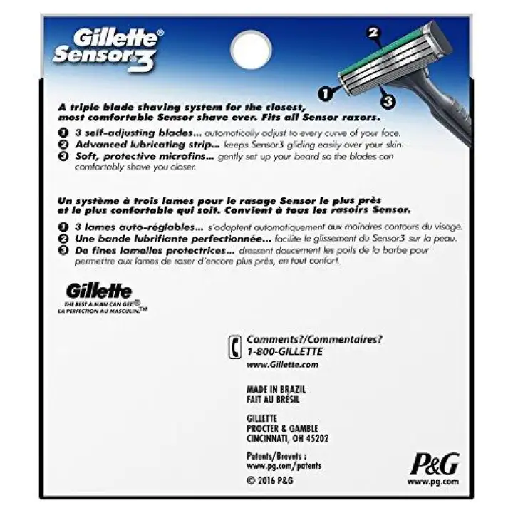 gillette sensor 3 lames