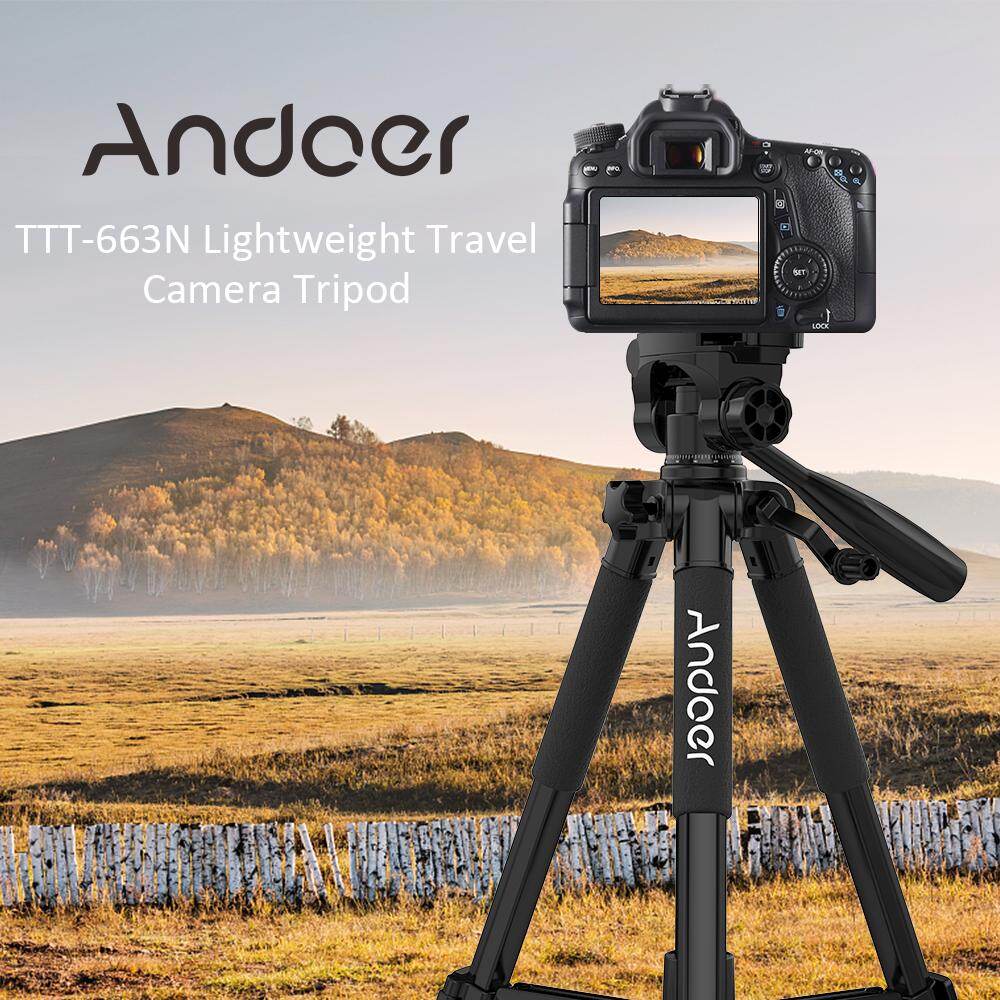 Andoer TTT-663N 57.5inch Travel Lightweight Camera Tripod for Photography Video Shooting Support DSLR SLR Camcorder with Carry Bag Phone Clamp Max.Load 3kg