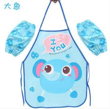 2 Pcs Cute Kids Chef Apron Sets Child Cooking Painting Waterproof Children Gowns Bibs Eating Clothes Drawing For Dinner