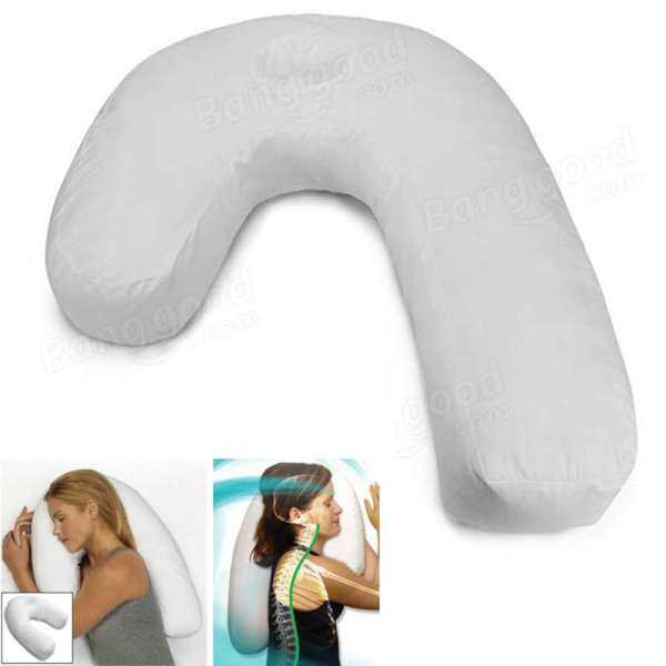 U-Shape PP Cotton White Pillow Side Sleeper Headrest Travel Soft Anti-snoring Cushion