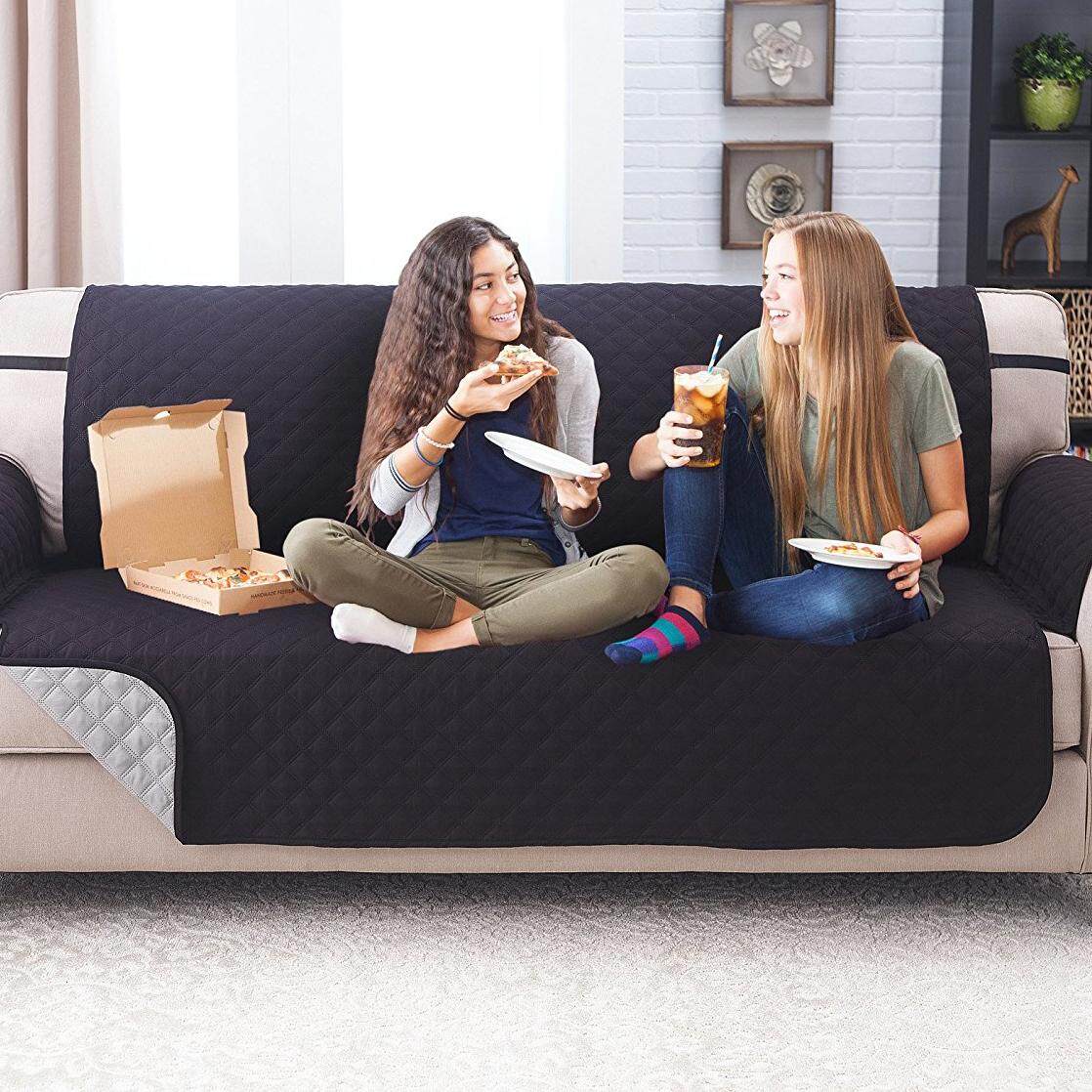 Cho thú cưng Chó Mèo Ghế Dài Loveseat Ghế Sofa Đệm Miếng Lót Bảo Vệ Nội Thất Bao Chống Nước Black116cm x 118 cm-quốc tế