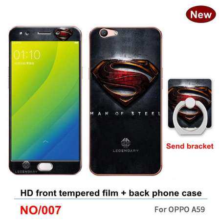 OPPO A59 F1s Multicolor Luxury 3D ภาพวาดฟิล์มแก้ว + กรณี + ผู้ถือแหวนกระจกเทมเปอร์ Case เคสกันกระแทกปกป้องหน้าจอฟิล์มเปลือกอุปกรณ์เสริมมือถือ