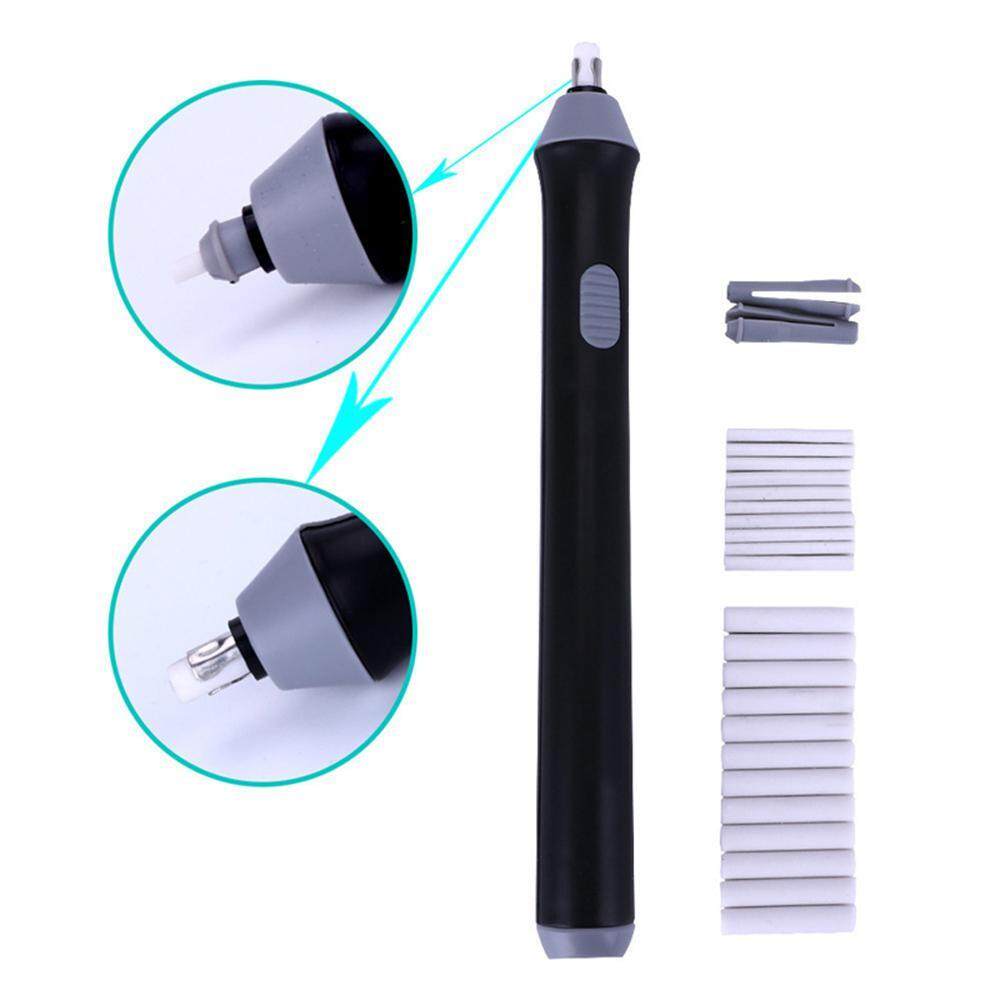 Electric Eraser Kit Battery Operated Eraser Automatic Pencil Eraser with 10 pcs 2.3mm and 12pcs 5mm Rubber Refills for Artist Designers Students Drawing Painting Skechting Drafting