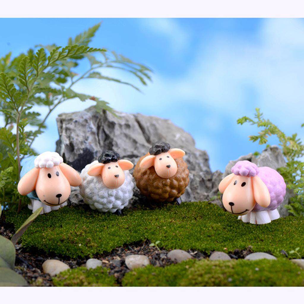 Pack of 10pcs Miniature Curly Small Sheep Bonsai Figurine Garden Ornament