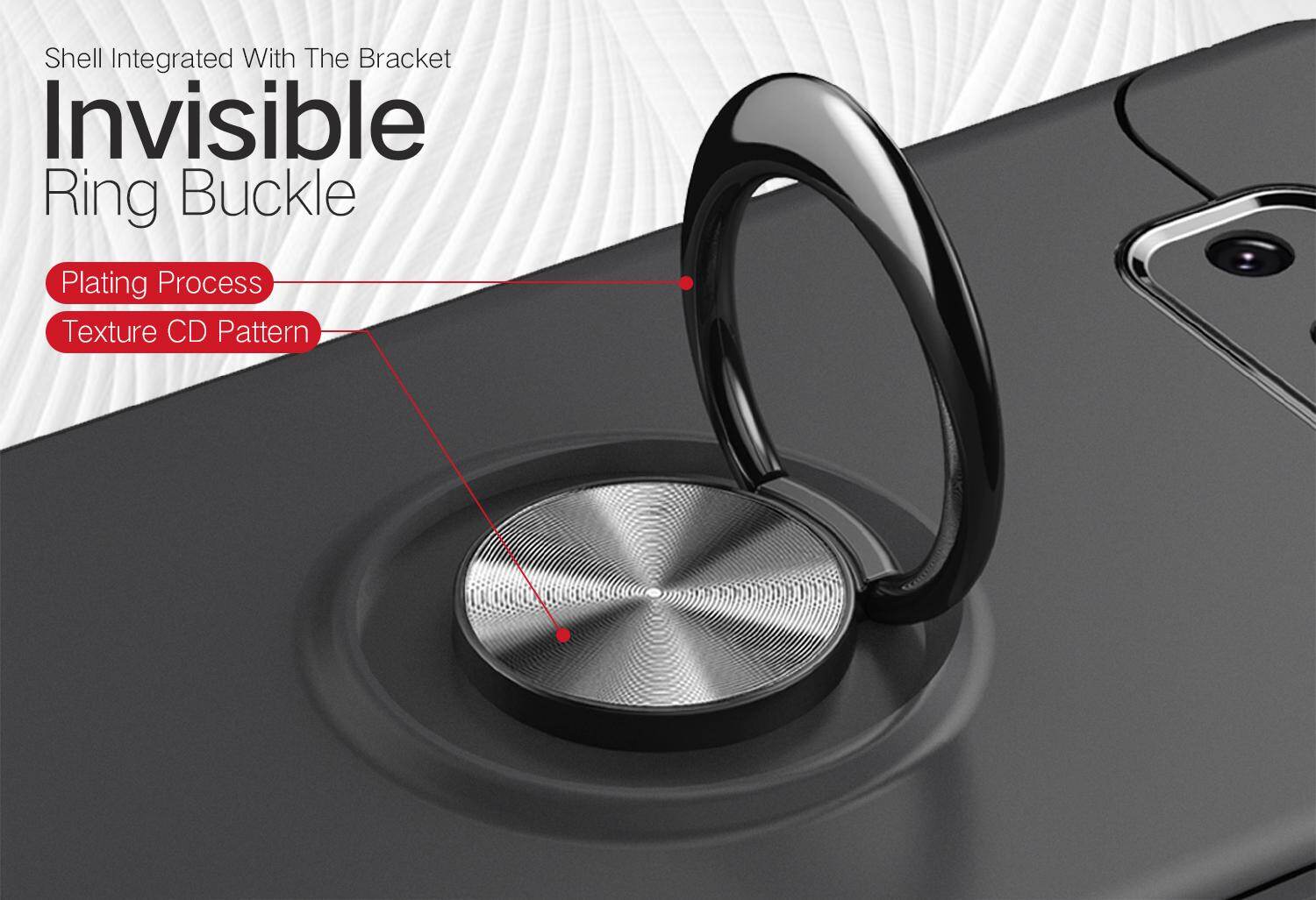 for Samsung Note8 Case [Black Metal Ring Buckle] Soft TPU Back Case Cover, 360 Degree Rotating Invisible Ring Kickstand Holder Bracket, Can work with Car Mount, Shockproof, Impact Resistant