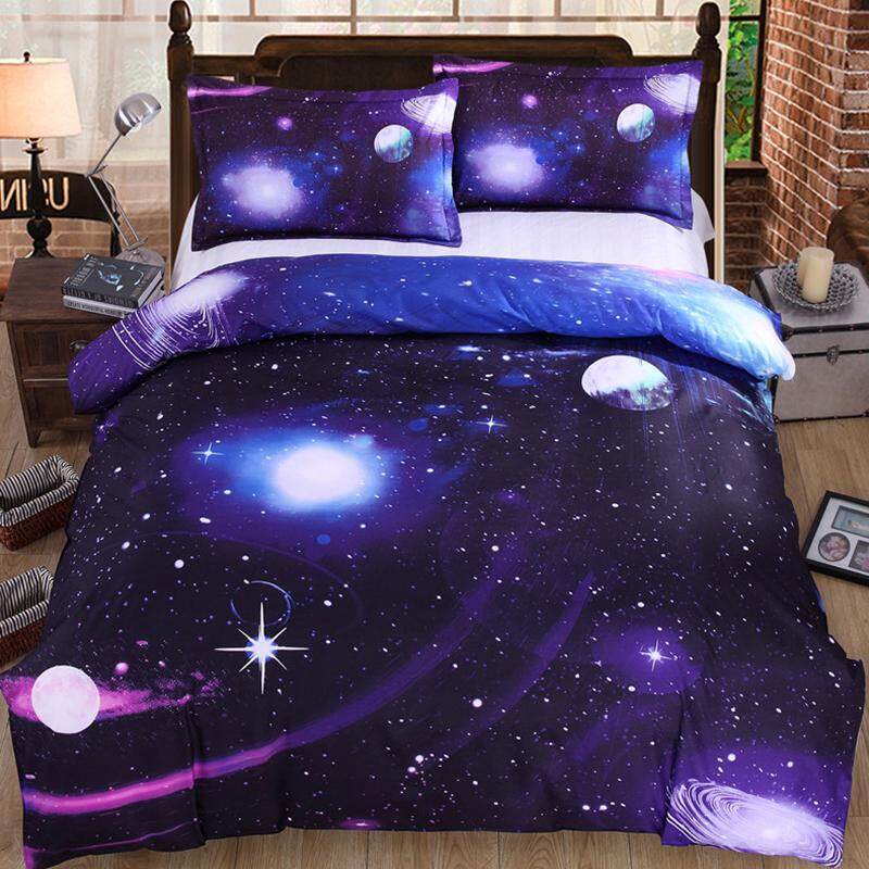 4Pcs/Set 3D Starry Sky Night Space Printed Bed Set Quilt Cover + Bed Sheets + Pillow Cases