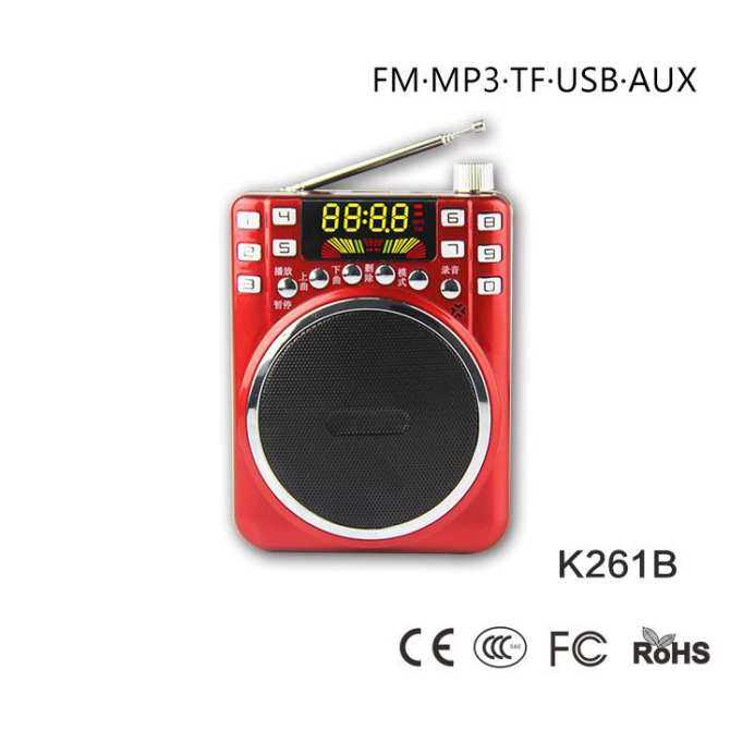 Nintaus K261A Megaphone Lansia Kartu Drama Radio Kartu Pembicara Guide Mengajarkan Megaphone Isi Ulang Slot Kartu USB dan TF Mini Digital MP3 Pemutar (Tidak Ada Rekaman) -Internasional
