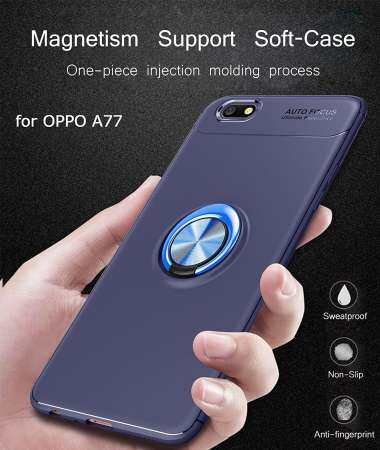 ปิดป้องกัน OPPO A77 ยืดหยุ่นบางมากเคส 360 องศาหมุนแหวนแม่เหล็กหัวเข็มขัด - INTL
