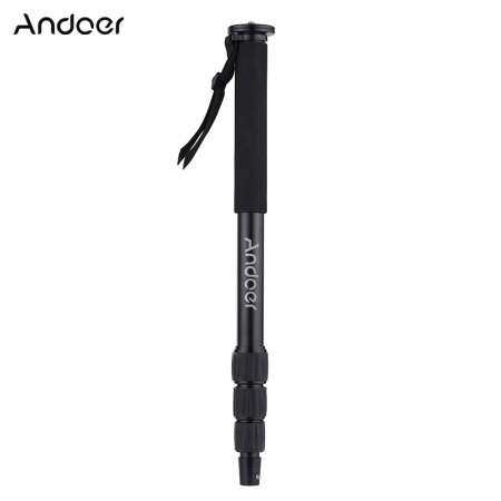 Andoer อะลูมินัมอัลลอย 4 ส่วน Telescopic ขาตั้งกล้องขาเดียวแบบพกพาที่แขวนขาเดียว 3/8 นิ้วสกรูยึดสำหรับกล้อง DSLR โหลดสูงสุดความจุ 5 กิโลกรัม/11lb