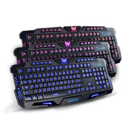 Tri - Color Backlit แป้นพิมพ์เล่นเกมคอมพิวเตอร์ Teclado USB Powered คีย์บอร์ดเกมสำหรับแล็ปท็อปเดสก์ท็อป