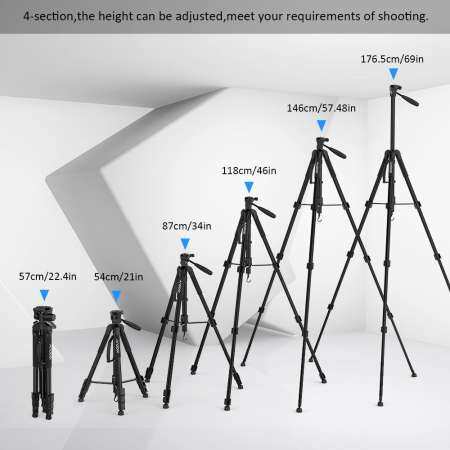 Andoer TTT-666R ขาตั้งกล้อง Monopod แบบพกพาขาตั้งกล้องสามขาน้ำหนักเบาสำหรับ Canon Nikon DV กล้องถ่ายวิดีโอ DSLR พร้อมกระเป๋าใส่โน๊ตบุ๊คแบบพกพา MAX. โหลด 4 กิโลกรัม