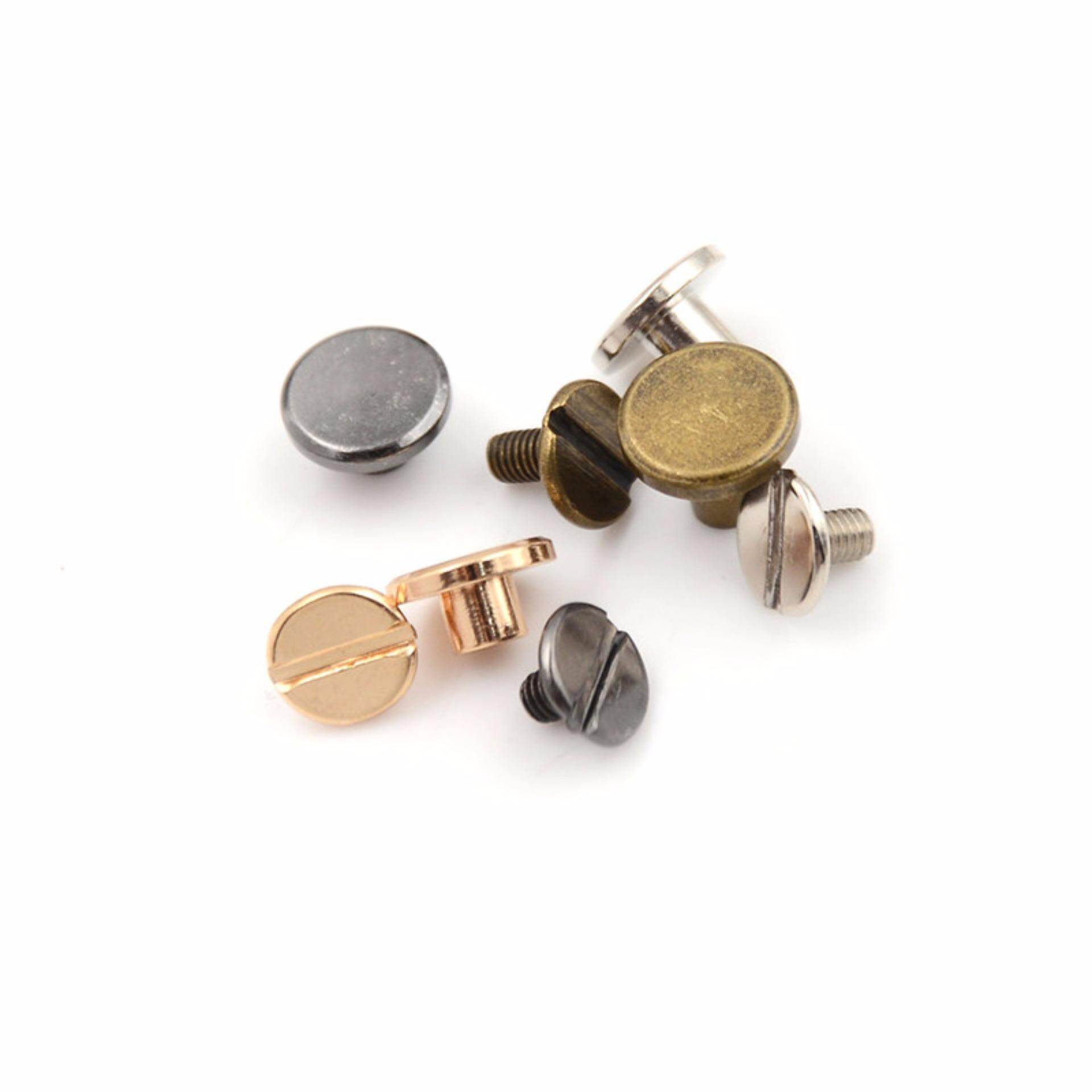 10set Flat Head Brass Solid Stud Screw Nail Rivets Leather Craft Wallet Belt DIY
