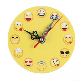 Stylish Funny Desk Slient Emoji Emoticon Clock Bell Round Digital