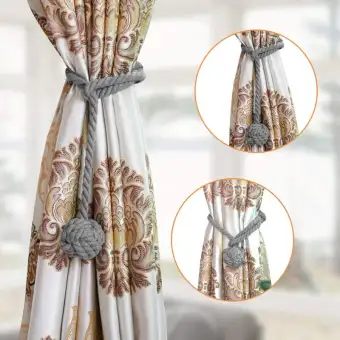 2 Pack 1 Pair Fine Hand Tied Curtain Clip Buckle Holdback Fabric